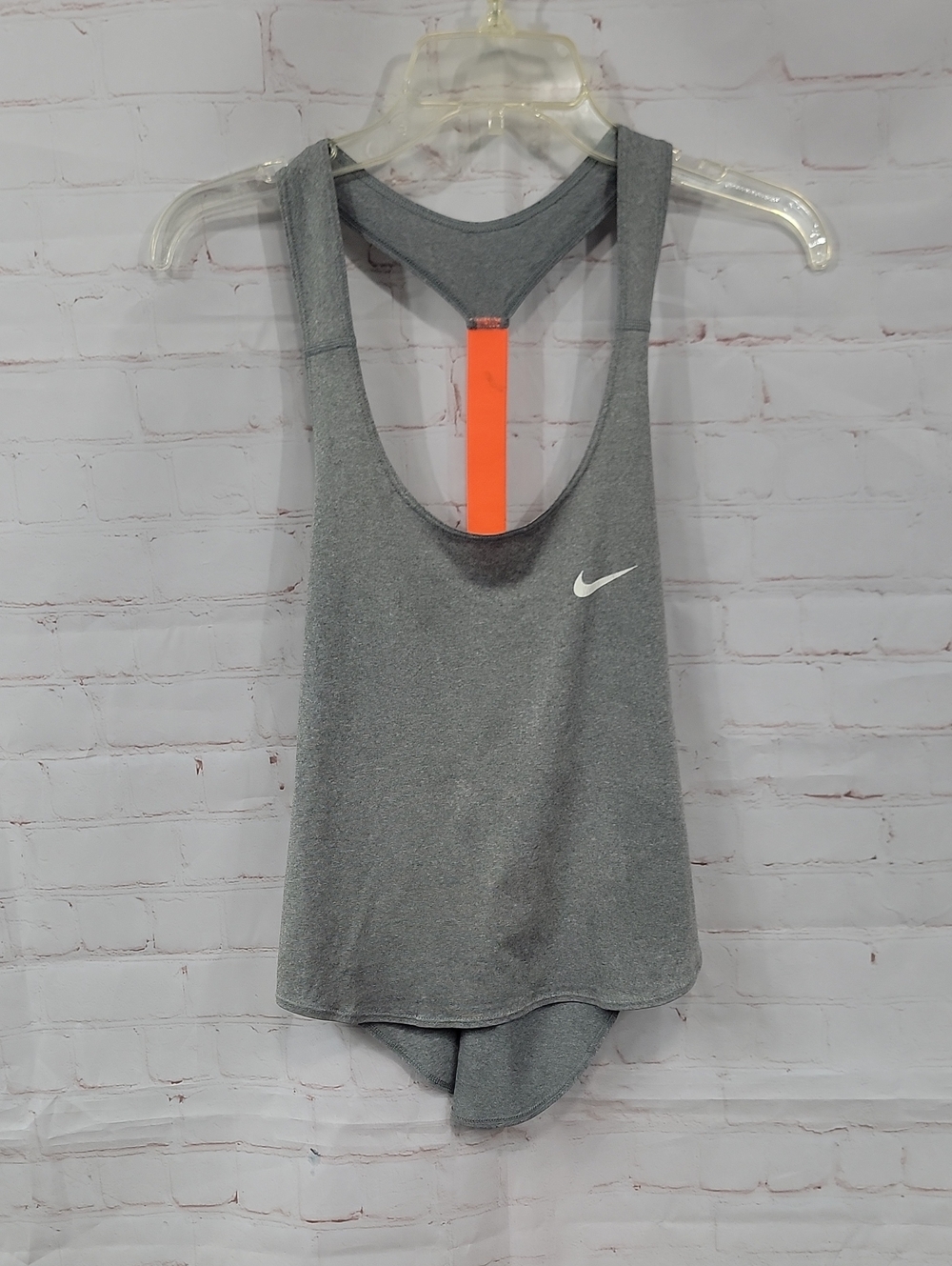 Nike Gray Racerback Athletic Tank with Neon Accent